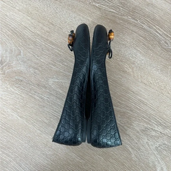 Gucci Sylvie Bamboo Bow Ballet Flats – Black, Size 7.5 (EU 37.5) - Picture 7 of 11